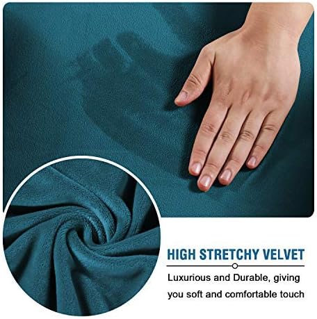 H.VERSAILTEX Real Velvet Plush 3 Piece Stretch Sofa Covers Couch Covers for 2 Cushion Couch Sofa Slipcovers Width Up to 90 Inch Feature Thick Soft Stay in Place (Large Sofa, Deep Teal) - Image 5