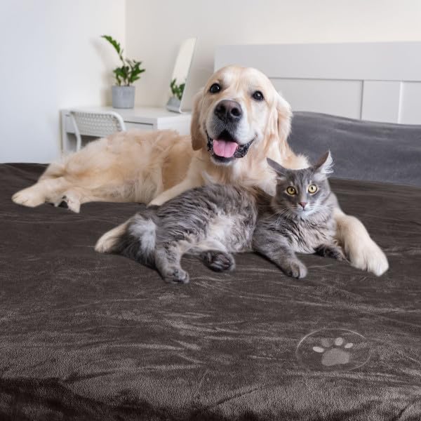 Waterproof Pet Blanket Collection– Reversible Throw Protects Couch, Car, Bed from Spills, Stains, or Fur – Dog and Cat Blankets by PETMAKER Dark Gray Large - Image 8