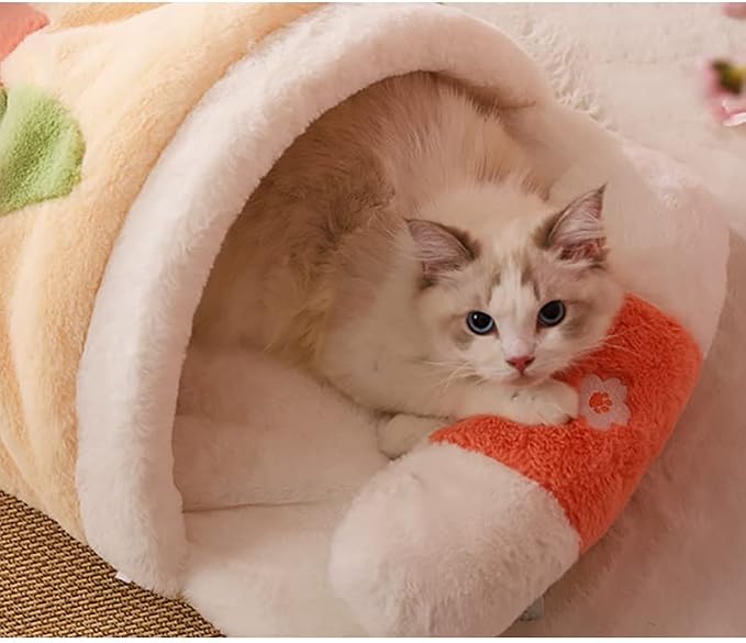 Cute Pet House,Cat Slipper Sleeping Bag with Pillow,Covered Hide Hood Cute Cave Cat Bed,Calming Dog Bed,Soft Warm Cozy Pet Supplies for Cat and Puppies Below 17lbs - Image 3
