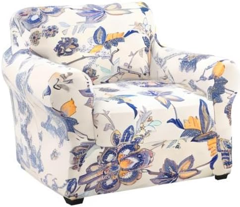 hyha Stretch Couch Covers, Chair/Sofa Covers, Armchair Slipcover for Dogs | Floral Pattern, Printed, 2 Pieces, Separate Couch Cushion Slipcover, Soft Chair Cover with Elastic Bottom for Pets (Armchair) - Image 9