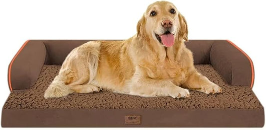 MEKIY Orthopedic XL Dog Bed with Bolster for Extra Large Size Dogs | Pillow Support for Neck Relief, Egg Crate Foam, Skin-Friendly Surface, Waterproof Liner, Anti-Slip Bottom, 42 x 30 Inch by Mekiy