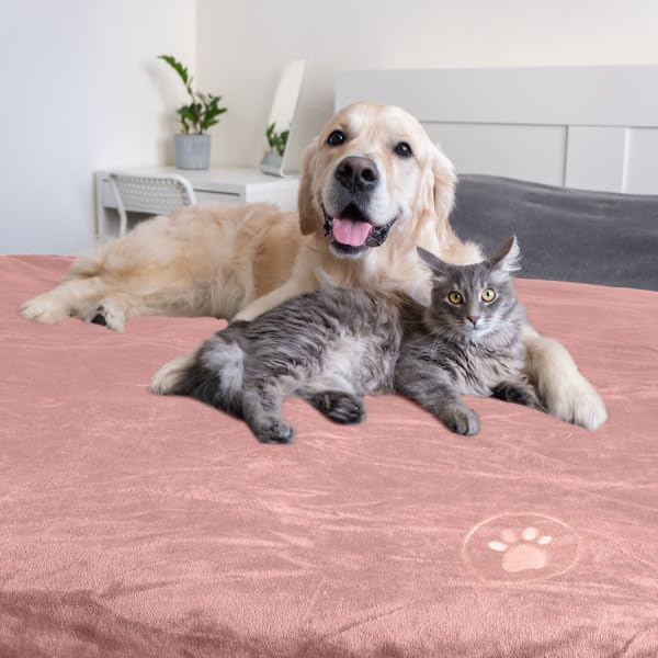 Waterproof Pet Blanket - 30x40-Inch Reversible Sherpa Fleece Throw Protects Couches, Cars, and Beds from Spills, Stains, and Fur by PETMAKER (Pink) - Image 8