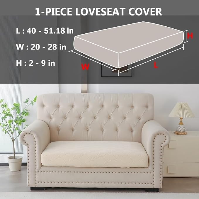Genina Waterproof Couch Cushion Covers for Pets Washable Sofa Seat Covers | Non Slip,Stretch Jacquard Fabric,Pet Hair & Scratch Protection,Easy Installation,Furniture Protector,Loveseat Cover - Image 2