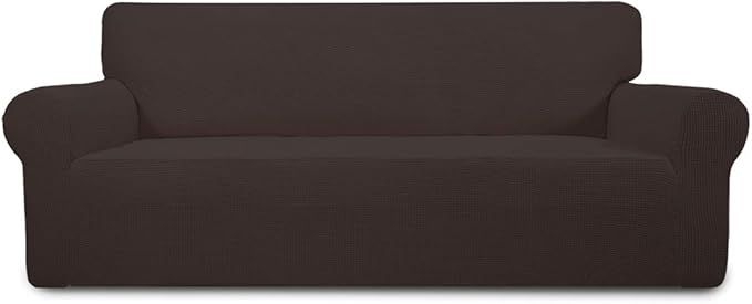Easy-Going Stretch 4 Seater Oversized Sofa Couch Cover Chocolate | 1-Piece Extra X-large Sofa Cover Furniture Protector Couch Soft with Bottom for Kids, Spandex Jacquard by Easy-Going