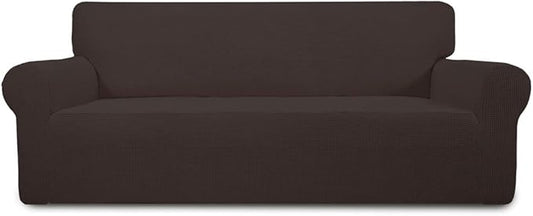 Easy-Going Stretch 4 Seater Oversized Sofa Couch Cover Chocolate | 1-Piece Extra X-large Sofa Cover Furniture Protector Couch Soft with Bottom for Kids, Spandex Jacquard by Easy-Going