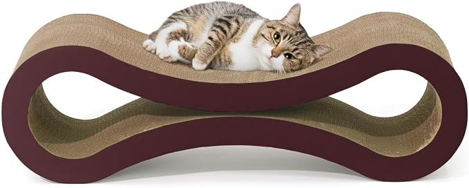 BOWHAUS Infinity Cat Scratcher Lounger, Reversible Scratcher, Infinity Cat Cardboard Scratcher, Large Cat Scratching Pad, Scratching Board, Scratcher Lounge Bed for Indoor Cats, Brown by BOWHAUS