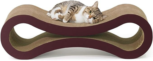 BOWHAUS Infinity Cat Scratcher Lounger, Reversible Scratcher, Infinity Cat Cardboard Scratcher, Large Cat Scratching Pad, Scratching Board, Scratcher Lounge Bed for Indoor Cats, Brown by BOWHAUS