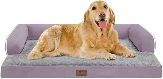 MEKIY Orthopedic XL Dog Bed with Bolster for Extra Large Size Dogs | Pillow Support for Neck Relief, Egg Crate Foam, Skin-Friendly Surface, Waterproof Liner, Anti-Slip Bottom, 42 x 30 Inch by Mekiy