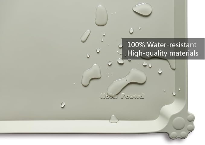 Hoki Found Large Silicone Non Slip Pet Food Mats - Bowl Placemats for Dog Cat - Waterproof - Cream Green - Image 3