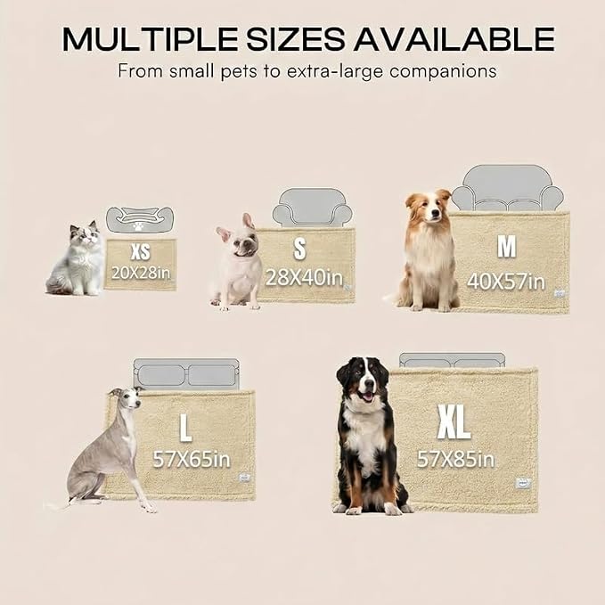 Waterproof Dog Blanket Reversible Pet Bed Cover Puppy Fluffy Cream Blankets Leakproof Sofa Couch Cover Cat Pet Blanket for Warm Washable-L - Image 9