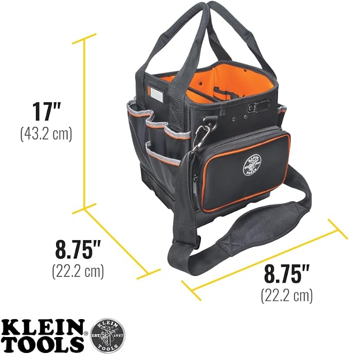 Klein Tools 5541610-14 Tool Bag with Shoulder Strap Has 40 Pockets for Tool Storage and Orange Interior - Image 5