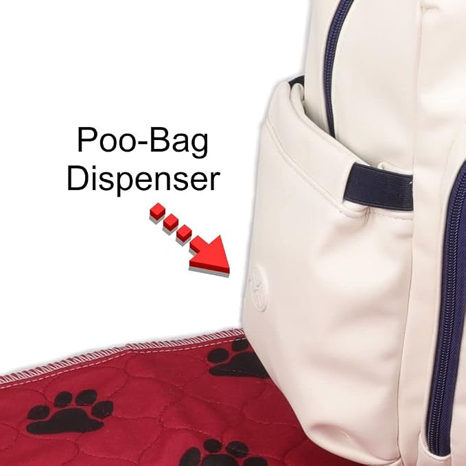 TALK TO THE PAW - Dog Backpack - Dog Supply Organizer with Blanket, Collaspable Bowls and Food Canister - Weekend Pet Travel - Pet Travel Airline Compliant (red Blanket, paw Prints) - Image 7