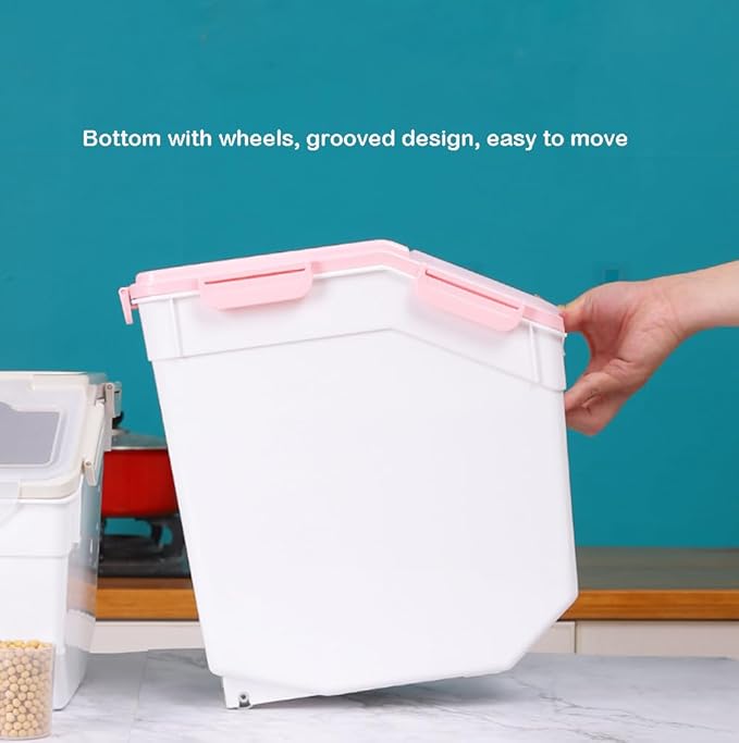 Large Flour Storage Container Bin 25lb, 2Pack Airtight Rice Storage Containers with Wheels Seal Locking Lid, BPA Free with Measuring Cup&Scoop for Flour, Rice, Grain(Gray) - Image 5