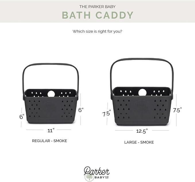 Parker Baby Co. Quick-Dry Bath Caddy Organizer with Handle - Smoke, Regular | BPA-free, food-grade shower caddy & bath organizer that stores toys and bath supplies in a sturdy, easy-carry handle design - Image 8
