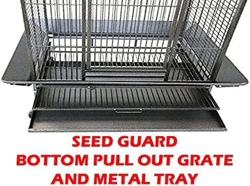Extra Large Wrought Iron Open/Close Play Top Bird Parrot Cage, Include Metal Seed Guard Solid Metal Feeder Nest Doors Overall Dimensions: 35.25" Wx29.5 Lx62 H(with Seed Skirt) - Image 7