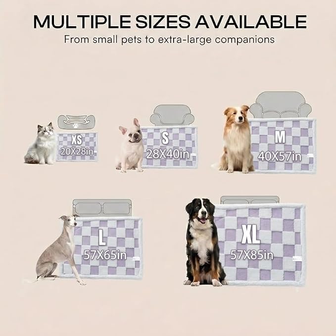 Waterproof Pet Blanket,Dog Bed Covers Couch Sofa Stylish Jacquard Pets Throw Blankets for Puppy Cats Washable Reversible Furniture Protection Covers (Purple Check,S) - Image 9
