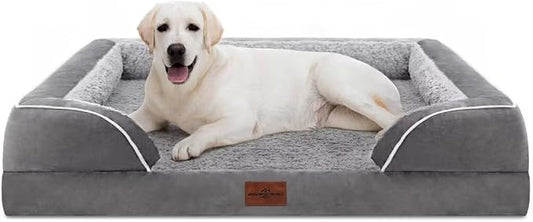 Comfort Expression Orthopedic Dog Bed for Extra Large Dogs with Bolster | Waterproof Dog Couch Bed with Washable Cover & Non-Slip Bottom, Supportive Egg Crate Foam XL Pet Bed, 45x35 Inch by ComfortExpression