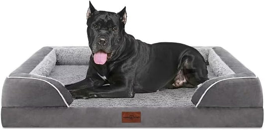 Comfort Expression Orthopedic Dog Bed for Extra Large Dogs with Bolster | Waterproof Dog Couch Bed with Washable Cover & Non-Slip Bottom, Supportive Egg Crate Foam Big Dog Bed, 53x42Inch by ComfortExpression