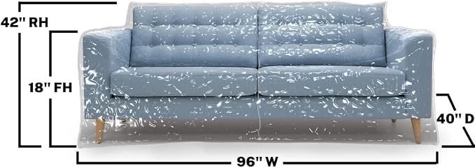 MEMINIM Plastic Couch Cover for Pets | Cat Scratching Protector Clawing Deterrent | Heavy Duty Water Resistant Thick Clear Vinyl | Sofa Slipover for Moving and Long Term Storage - Image 2