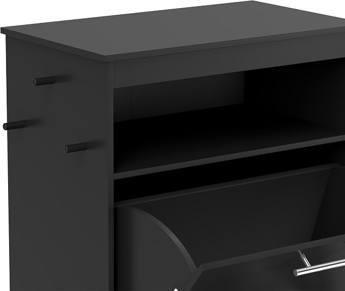 PawHut Dog Feeding Station with Raised Bowls, Pet Feeder Station, Black | Dog Food Storage Cabinet, Hanger for Feeding & Watering Supplies - Image 8