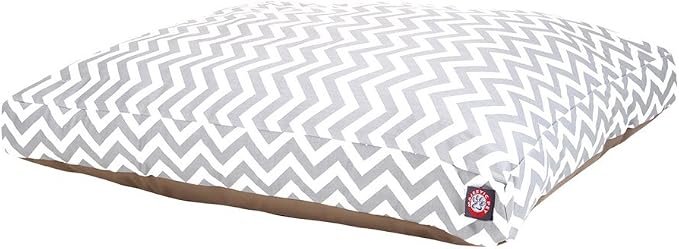 Majestic Pet Chevron Rectangle Dog Bed Washable – Non Slip Comfy Pet Bed – Crate Bed with Removable Washable Cover – Kennel Bed for Sleeping, Polyester Fiber, Medium, Gray by MajesticPet