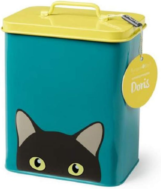 Burgon & Ball Creaturewares Doris Cat GCR/CAT Tin Pet Food Storage, 16.5 cm x 11 cm x 20 cm Size by BurgonBall