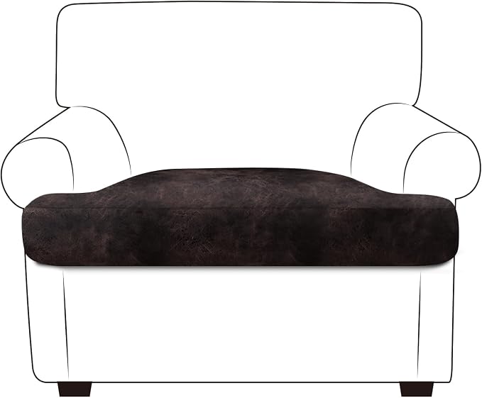 ANARACHON Leather Look Couch Cushion Covers Sofa Seat Slipcovers Sets Couches Furniture Protector for Sectional Armchair Loveseat Pets Kids Stretch Spandex Fabric (1 T-Cushion Armchair, Chocolate) by ANARACHON