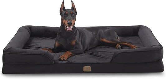 Bedfolks Orthopedic Dog Bed XXL, Waterproof Dog Sofa Bed for Giant Dogs, Egg Foam Pet Couch Bed with Removable Washable Cover and Nonslip Bottom, Black by Bedfolks