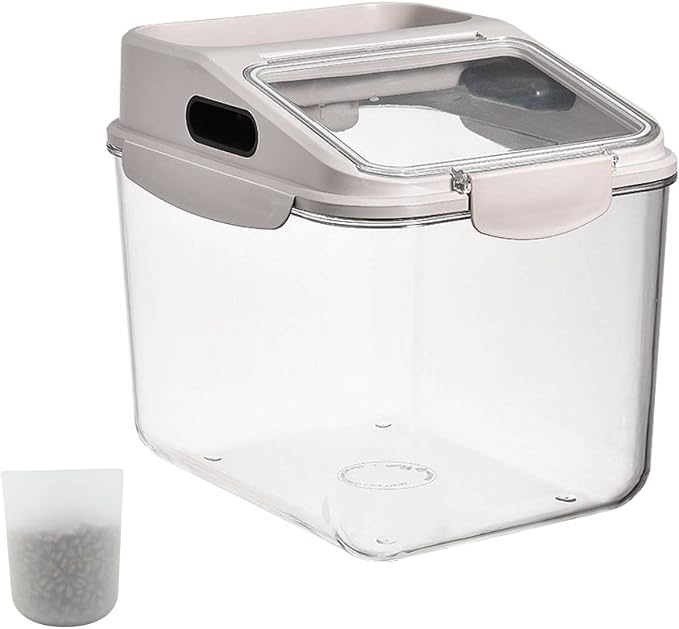 Fhiny 11LB Dog Food Storage Container, Airtight Pet Treat Bin Translucent Dry Food Grain Storage Barrels Sealed Bucket Moisture-Proof Plastic Cat Puppy Food Bin with Seal Locking Lid Keep Fresh by Fhiny