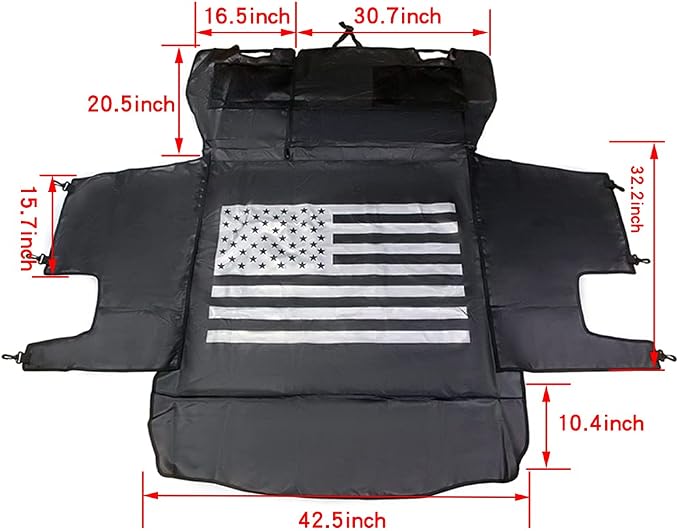 Dog Trunk Liner for Jeep, Heavy Duty Waterproof Oxford Cargo Protector for 2007-2026 Wrangler JK JL 4-Door, Nonslip Washable Pet Seat Cover & Anti-Scratch Liner (US Flag) - Image 2