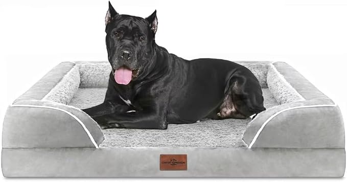 Comfort Expression Orthopedic Dog Bed for Extra Large Dogs with Bolster | Waterproof Dog Couch Bed with Washable Cover & Non-Slip Bottom, Supportive Egg Crate Foam Big Dog Bed, 53x42Inch by ComfortExpression