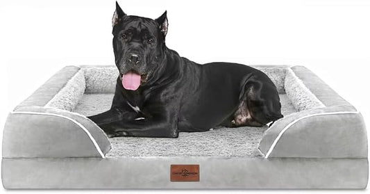 Comfort Expression Orthopedic Dog Bed for Extra Large Dogs with Bolster | Waterproof Dog Couch Bed with Washable Cover & Non-Slip Bottom, Supportive Egg Crate Foam Big Dog Bed, 53x42Inch by ComfortExpression