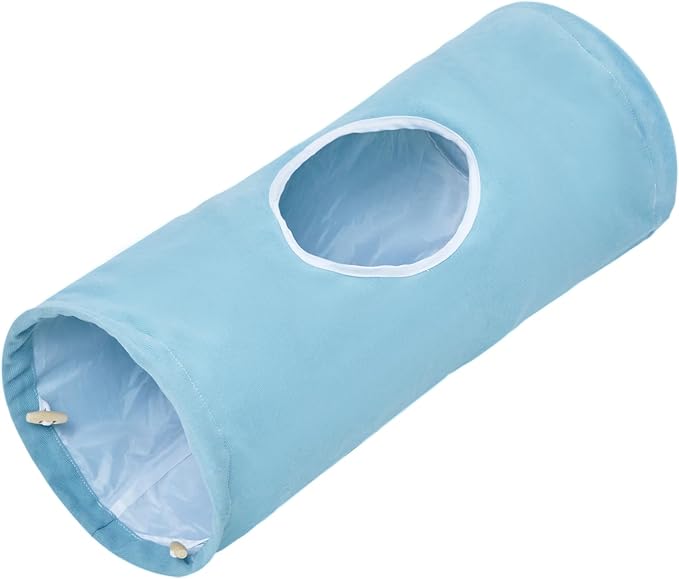 Cat Tunnel, Large Indoor Durable Collapsible Interactive Cat Tube with Peek-A-Boo Hole, Hanging Toys, and Crinkly Paper Lining - Cute Tunnel for Cats, Kittens, Puppies & Rabbits, Purple - Image 5