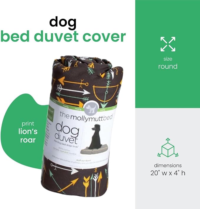 Molly Mutt Papillon Round Dog Bed Duvet Cover, 100% Cotton, 20"X4" | Breathable Canvas Cover for Dog or Cat Bed, Zippered Design, Washable, Free of Harmful Chemicals - Image 2