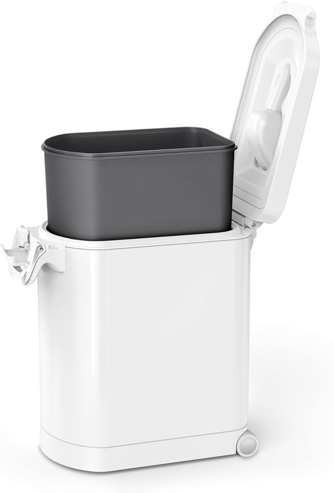 simplehuman Medium Pet Food Storage Container, Holds 25-29 lb / 11-13 kg of Dry Dog Food, Cat Food, or Bird Seed, Airtight Lock-Tight Lid with Magnetic Scoop, BPA-Free, White Steel - Image 5