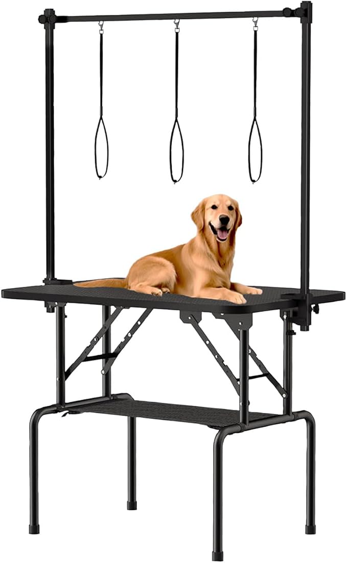 46 Inch Foldable Dog Grooming Table with Adjustable Arm, Nooses & Storage Basket - Non-Slip Pet Grooming Station for Dogs & Cats - Supports Up to 300 lbs (46 inches) by Unknown
