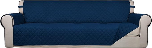 PureFit Reversible Quilted Couch Covers for Dogs Sofa Cover 4 Seater 88" | Navy/Navy, Water Resistant Couch Protector, Washable Pet Couch Cover with Non Slip and Elastic Straps For Kids by PureFit