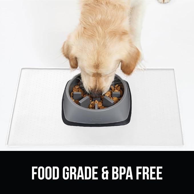 GORILLA GRIP 100% Waterproof Raised Edge BPA Free Silicone Pet Feeding Mat, Dog Cat Food Mats Contain Spills Protects Floors, Placemats for Cats and Dogs Water Bowl, Pets Accessories 18.5x11.5 White - Image 8