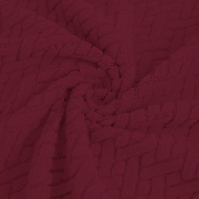Easy-Going Stretch Jacquard Couch Cover, 1-Piece Soft Sofa Cover, Sofa Slipcover with Anti-Slip Foams, Washable Furniture Protector for Kids, Pets (Sofa, Burgundy) - Image 5