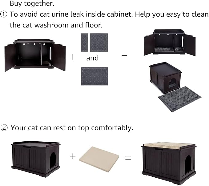 unipaws Cat Litter Box Enclosure Furniture, Hidden Litter Box Cover | Cat Washroom, Cabinet for Large Cat, Dog Proof Cat Litter Boxes, Hideaway Litter Box, Cat House - Image 7