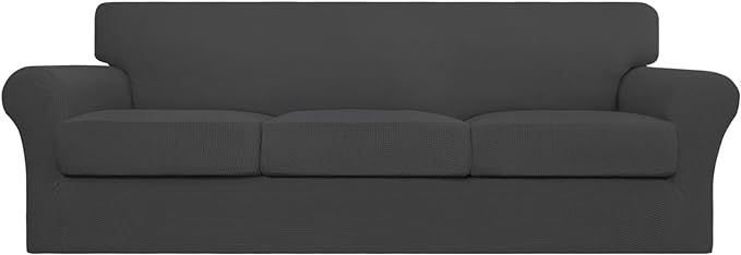Easy-Going Couch Cover, Stretch Sofa Cover with 3 Cushion Covers, Washable Spandex Jacquard Fabric, Elastic Furniture Protector for Pets, Kid (X-Large, Dark Gray) by Easy-Going