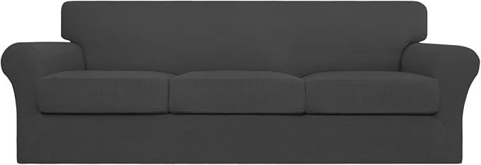 Easy-Going Couch Cover, Stretch Sofa Cover with 3 Cushion Covers, Washable Spandex Jacquard Fabric, Elastic Furniture Protector for Pets, Kid (X-Large, Dark Gray) by Easy-Going