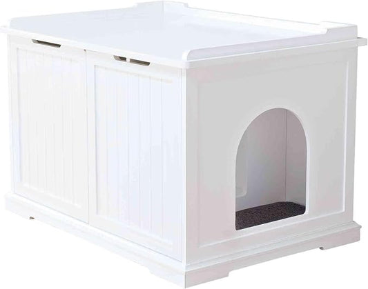 Trixie XL Furniture Litter Box Enclosure (White), Hidden Litter Box for Cats with Openings on Either Ends & Large Ventilations Slots, Double Doors for Easy Cleaning, Removable Divider by TRIXIE