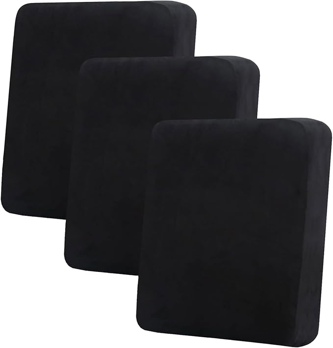 hyha Velvet Couch Cushion Covers, Sofa Covers for 3 Cushion Couch Washable | Soft Plush Sofa Slipcover, Elastic Bottom, Non-Slip Wear Resistant Furniture Protector, Ideal For Pets & Kids, 3 Pcs by hyha