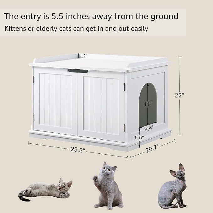 unipaws Cat Litter Box Enclosure Furniture, Hidden Litter Box Cover | Cat Washroom, Cabinet for Large Cat, Dog Proof Cat Litter Boxes, Hideaway Litter Box, Cat House - Image 6