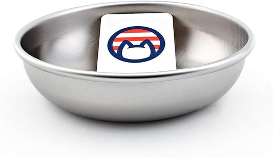 Stainless Steel Cat Bowl for Food & Water by Americat – Made in USA – Dishwasher Safe, Human Grade, Whisker Friendly Dish (1 Bowl) by AmericatCompany