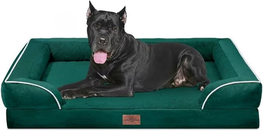 Comfort Expression Orthopedic Dog Bed for Extra Large Dogs with Bolster | Waterproof Dog Couch Bed with Washable Cover & Non-Slip Bottom, Supportive Egg Crate Foam Big Dog Bed, 53x42Inch by ComfortExpression