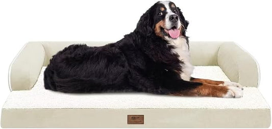 MEKIY Orthopedic Waterproof Jumbo Dog Bed with Bolster for Extra Large Dogs | Pillow Support for Neck Relief, Egg Crate Foam, Waterproof Liner, Anti-Slip Bottom, Removable Bolster Cover, 53 x 42 Inch by Mekiy