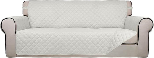 PureFit Reversible Quilted Sofa Cover Dog Couch Covers for Sofa, 66 in | Ivory/Ivory, Water Resistant Couch Protector, Washable Pet Couch Cover with Non Slip and Elastic Straps For Kids by PureFit