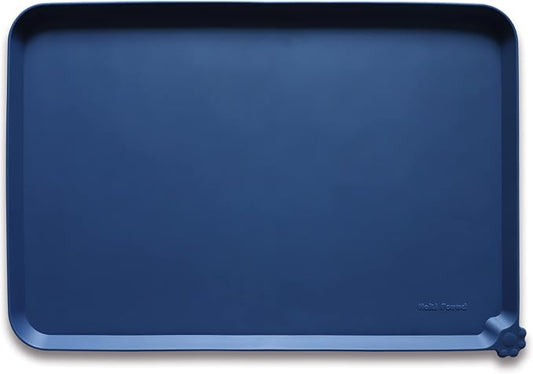Hoki Found XX-Large Silicone Pet Food Mats - Non-Slip Dog & Cat Bowl Placemats - Waterproof Feeding Mats - Ink Indigo by Hoki+Found